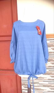 ASMORA Blouse Jumbo Polo linen Ld 120 cm Atasan  Serut Bawah Over Size