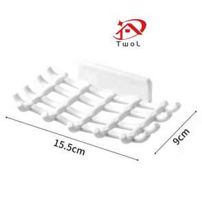 TWOL SHOP 1pcs Creative Grid Soap Holder with Hook Wall Mounted Punch Free Soap Dish Bathroom Sponge Storage Box