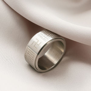 [Gnker] Buddhist Prajna Heart Sutra Classic Titanium Steel Rotating Ring Male and Female Transport Amulet Exquisite Religious Jewelry