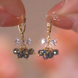 Frascati Elegant Lady Bow Crystal Hoop Earring Korean Fashion Earrings For Woman Girls Party Exquisite Jewelry Gift Accessories