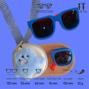 2tone FOLDABLE BigKIDs SUNGLASS แบรนด์ wonderkid แว่นตากันแดดเด็กพับได้ (แถมกล่องกลมมอนสเตอร์) (SUN107)