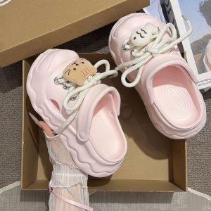 [Free Shipping] 2026 Cute Cartoon Clogs For Women Outdoor Wear Summer Thick-Soled Height-Increasing Non-Slip Odor-Resistant Closed-Toe Slippers