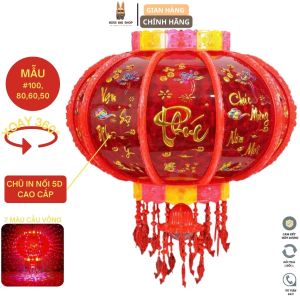 Combo 2 Lồng Đèn Điện Quay 360 Độ LED 7 Màu Size 150- 100- 80- 60 Trang Trí Tết Đám Cưới Tân Gia
