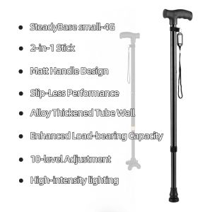 Non-slip Walking Stick LED Light Crutches Walker Aluminum Alloy Ultra-light Quadripod Cane Height Adjustable Portable Crutch For The Elderly