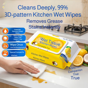 Kitchen Degreaser Wipes Grease Cleaning Wipes Oil Stain Removal Wet Wipes Quick Clean Countertop Stove Range Hood Appliances Household Kitchen Cleaning Supplies