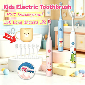 Cartoon Kids Sonic Electric Toothbrush IPX7 Waterproof Rechargeable 2 Min Smart Timer Soft Bristles