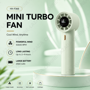 HX-F368 Turbo Fan Rechargeable Handheld High-Speed Fan 100 gears Personal Outdoor Travel Turbo Fan