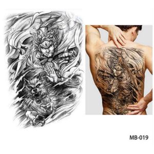 TEWUB Chest Cool Large Fish Wolf Tiger Dragon Tattoo Sticker Waterproof Decal TemporaryTattoo Full Back Tattoo stickers