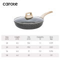 Carote Granite Nonstick Frying Pan Healthy Cooking Wok Periuk Kuali Tak Melekat, Marble Stone Die-Cast Skillet, PFOA Free, All Stove Applied (20/24/28cm,Essential Woody). 