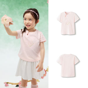 balabala Girls Short Sleeve T-Shirt White Base Layer Summer Stylish 2025
