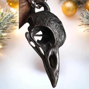 shiqinbaihuo Retro Phong Cách Bắc Âu Crow Skull Mặt Dây Chuyền Động Vật Bird Vòng Cổ Cho Nam Giới Cá Nhân Đồ Trang Sức May Mắn Amulet Quà Tặng