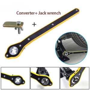 Universal Car Jack Wrench with Adapter Labor-Saving Car Repair Tool Easy To Use Wrench Tool Scissor Jack Garage Tire Wheel Lug Wrench Long Handle Wrench