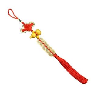 已开光 招财一对纯黄铜五帝钱客厅卧室挂件桃木葫芦化解入户门招财镇宅中国结新年礼物挂件 Zhaocai A Pair of Pure Brass Five Emperors Money Living Room Bedroom Pendant Peach Gourd Resolve The Door Zhaocai Town House Chinese Knot New Year Gift Pendant