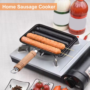 Cast Iron Sausage Cooking Tool Anti-Scald Pre-Seasoned Grilled Sausage Pot Hot Dog Mold Pan Hot Dog Baking Steaming Tool