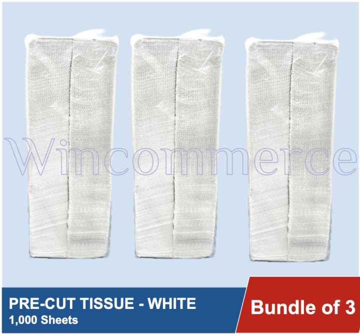 3 BUNDLES Pre cut Tissue Paper 3,000 sheets VIRGIN PULP Tables Napkin