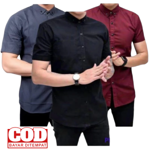 BEST SELLER PAKET MURAH 3 KEMEJA Polos Pria Lengan Pendek / Kemeja Kasual Kualitas Premium