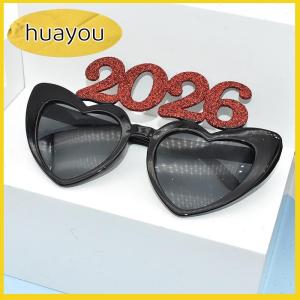 huayou แว่นตาจำนวน2026 2026มีความสุขปีใหม่แว่นตากันแดดเพชรแวววาวอุปกรณ์คอสเพลย์คริสต์มาสของตกแต่งงานปาร์ตี้แว่นตาตลก
