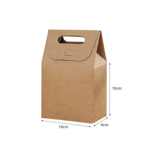 Store Age 50pcs Kraft Gift Box with Handle Souvenir Candy Box Small Box Doorgift Wedding Gift Box Plain Minimalist Rustic
