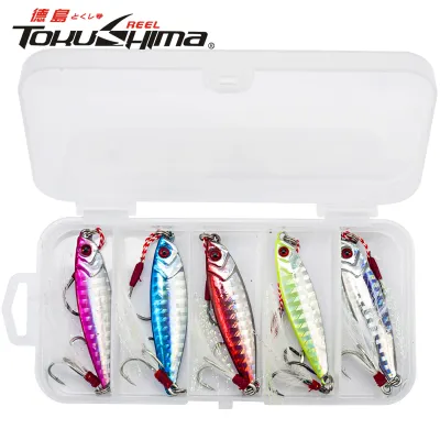 5Pcs Boxed Laser Jigging Lead 7g/10g/15g/20g/30g Metal Slow Jig Heavy Sinking Minnow Fishing Lure Trolling Fishing Bait