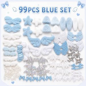 MYTHIS 99pcs/set Lace Ribbon Ita Bag Decoration Set Handmade DIY Wing Bow Heart Accessories Set Cute Plush Card Cover Decoration Kit Ita Bag Decoration
