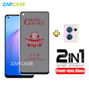 PAKET 2in1 Anti Gores Layar Privacy Oppo Reno 8 5G Free Tempered Glass Camera Lens
