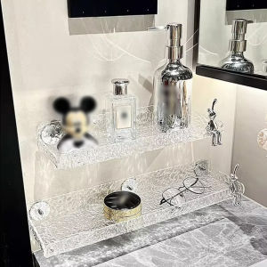 Acrylic Storage Rack Light Luxury Water Ripple Storage Rack Household Punch-Free Wall Storage Rack High Face Value Bathroom Thickened Finishing Rack with heightened edge design non-slip