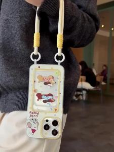 Anti-Collision Transparent PTU Compatible with iPhone 16 Pro Case 15 Cartoon Dachshund 14 Plus with Two Corner Holes 13 Card Slot 12 New Model