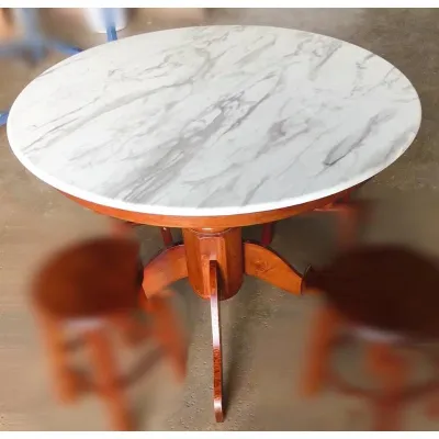 Ready Stock⭐️EWJ 3ft/4ft/2.4x5ft SQ &Round Laminate White Mable/Solid Wood Leg/Walnut&Black/Meja Makan Bulat Mable Putih