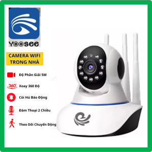 (TẶNG THẺ 32G) Camera wifi YooSee 6mpx trong nhà quay 360 xoay theo người hú báo động to loa thoại rõ.