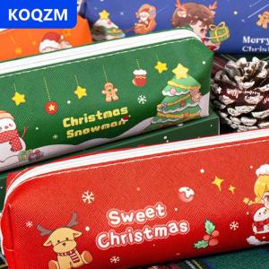 [COD] KOQZM Kawaii Giáng Sinh Bút Chì Trường Hợp Phim Hoạt Hình Công Suất Lớn Bút Chì Lưu Trữ Túi Trường Văn Phòng Phẩm Nguồn Cung Cấp Dễ Thương Xmas Quà Tặng