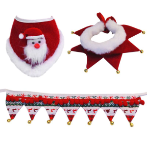 Dog Saliva Towel Red Plush Neck Collar Kitten Bandanas Decorations Pet Christmas Scarf Bibs Adjustable Puppy Neckerchief