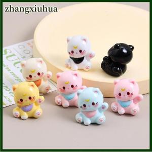 zhangxiuhua 3PCS Bag Cute Waving Cat Figurines Car Ornaments Miniature Lucky Cat Home Desktop Decoration DIY Accessories Dollhouse Toy Gifts