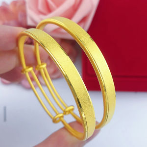 Everhoney 1pc Womens 916 Gold Plated Luxury Expandable Bangle Bracelet for Women Girl Ladies Jewelry Wedding Gift