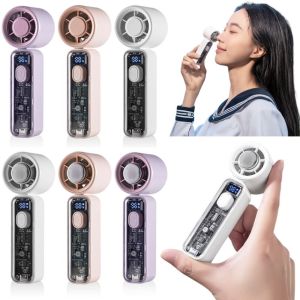 MIIQNUS Màn hình kỹ thuật số Quạt điện làm mát Chức năng làm mát bằng đá Tốc độ gió cao Quạt làm mát cá nhân Nhỏ gọn Hoạt động yên tĩnh Quạt mini cầm tay Sử dụng trong nhà và ngoài trời