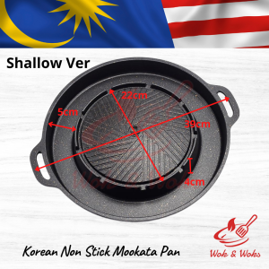 Non Stick BBQ Steamboat Mookata Soup Grill Pan / Kuali Bakar Sup Mookata BBQ Steamboat Tidak Melekat (34cm)