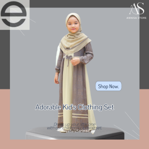 BAJU DRESS ANAK CANTIK & CUTE GAMIS HIJAB ETHICA KAGUMI KIDS 81 SIMPLY TAUPE / BAJU DRESS GAMIS NGAJI ANAK USIA 2-4 TAHUN