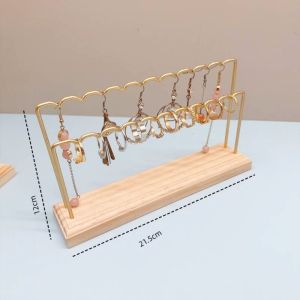 LUMINOU Jewelry Photography Prop Earring Display Stand Multi-Layer Natural Wood Base Jewelry Holder Rack  Hanging Bar Stand Earring Storage Organizer