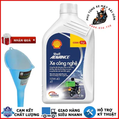 Nhớt Shell Advance Xe công nghệ Motorcycle 10W40 dành cho xe số côn tay - Mua 5 tặng 1 phểu