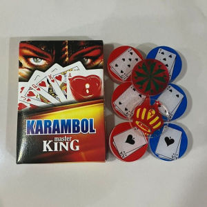 Biji Karambol Rangkap 2 Lapis Tebal 5 mm Motif Kartu Remi Master King / Random | koin krambol dua layer original | 1 set buah kerambol 5mm | coin bola carambol | anak carrom games