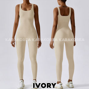 KARAKOREA A001 Premium Womens Yoga Ribbed Tank Top Jumpsuit Gym Sleeveless One Piece Exercise Jumpsuits/Korset Panjang Olahraga Bodysuit Full body