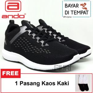 FIURI - ANDO - FUGO 38-43 FULL HITAM - Sepatu Kets Pria - Sepatu Sneakers Pria - Sepatu Olahraga Sport Pria - Sepatu Casual Kanvas - Sepatu Jogging Lari Fitness Gym Senam Pria - Sepatu Anak Laki-Laki Cowok - Sepatu Sekolah Bertali SD SMP SMA