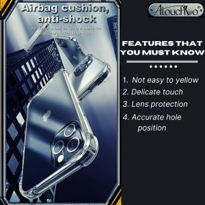 ATOUCHBO Ori iPhone 15 Pro Max iPhone 14 Pro Max 14 Plus iPhone 13 Pro Max 13 Pro Case 13 Mini iP 12 Pro Max Case 12 Pro 12 Mini 11 Pro Max XS Max XR X 6 7 8 Plus SE 2020 Case Transparent Casing Clear Shockproof Full Protection