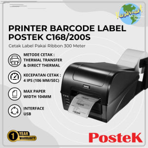 Printer Barcode Transfer Thermal 100mm A6 Postek C168 C 168 C-168 200s Bergaransi Resmi Printer Cetak Label Barcode Resi Harga Nama Barang Expedisi JNE JNT