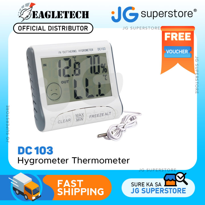 Eagletech DC103 Digital LCD Temperature Humidity Meter Clock Hygrometer