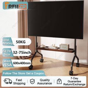 single layer TV floor stand living room bedroom stainless steel mobile storage rack Black-FRFHZR
