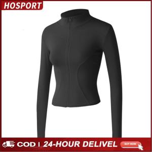 【NEW】 Women Zip-Up Running Jacket Breathble Soft Tight Yoga Wear Adjustable Stretchy Running Shirt for Camping Hiking Running
