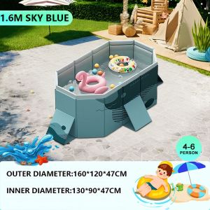 Foldable Swimming Pool 1.25M/1.55M/1.6M/1.85M/2.65M/2.95M/3M/4M/4.06M Non-Inflatable Swimming Pool for Kids Thickened Construction for Durability Easy Storage