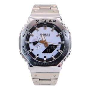 X-GEAR Watch ORIGINAL 50m Waterproof Stainless Steel Chain Strap Dual Time Digital Sport Watch Jam Tangan Lelaki XG2232