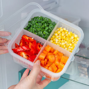Yongyw. Refrigerator Storage 4/6 Grid Food Vegetable Fruit Storage Fridge Organizer Drain Basket Meat Onion Ginger Clear Crisper