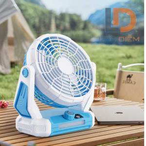 QUẠT SẠC CAO CẤP TÍCH HỢP ĐÈN LED ĐỂ BÀN ĐA NĂNG CÓ MÓC TREO Q3